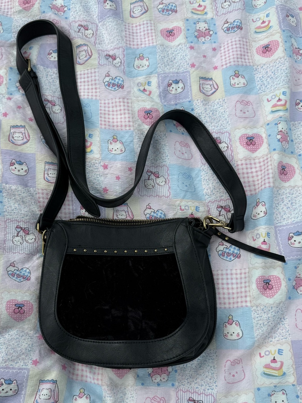 DV by Dolce Vita Black Crossbody Bag with Stud Accents